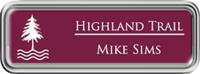 Framed Name Tag: Silver Plastic (rounded corners) - Claret and White Plastic Insert