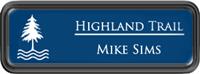 Framed Name Tag: Black Plastic (rounded corners) - Patriot Blue and White Plastic Insert