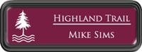 Framed Name Tag: Black Plastic (rounded corners) - Claret and White Plastic Insert