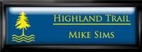 Framed Name Tag: Black Plastic (squared corners) - Sky Blue and Yellow Plastic Insert with Epoxy