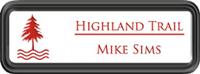 Framed Name Tag: Black Plastic (rounded corners) - White and Crimson Plastic Insert