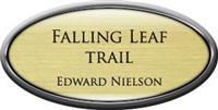 Framed Name Tag: Silver Plastic (Oval) - Euro Gold and Black Plastic Insert with Epoxy