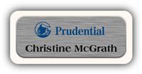 Metal Name Tag: Brushed Silver Metal Name Tag with a Sand Plastic Border