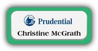 Metal Name Tag: White Metal Name Tag with a Bright Green Plastic Border