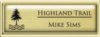 Framed Name Tag: Gold Plastic (squared corners) - Euro Gold and Black Plastic Insert with Epoxy