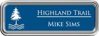 Framed Name Tag: Silver Plastic (rounded corners) - Sky Blue and White Plastic Insert