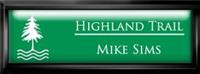 Framed Name Tag: Black Plastic (squared corners) - Kelley Green and White Plastic Insert with Epoxy