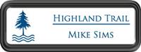 Framed Name Tag: Black Plastic (rounded corners) - White and Sky Blue Plastic Insert