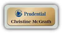 Metal Name Tag: Shiny Gold Metal Name Tag with a Pearl Grey Plastic Border