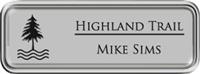 Framed Name Tag: Silver Plastic (rounded corners) - Brushed Aluminum and Black Plastic Insert