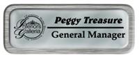 Metal Name Tag: Shiny Silver with Brushed Silver Metal Border