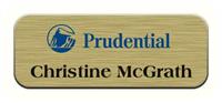 Metal Name Tag: Brushed Gold Metal Name Tag with a White Plastic Border