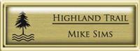 Framed Name Tag: Gold Plastic (squared corners) - Shiny Gold and Black Plastic Insert with Epoxy