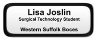 Metal Name Tag: White with Black Metal Border