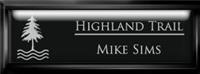 Framed Name Tag: Black Plastic (squared corners) - Black and Silver Plastic Insert with Epoxy