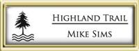 Framed Name Tag: Gold Plastic (squared corners) - White and Black Plastic Insert with Epoxy