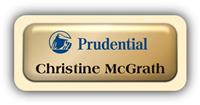 Metal Name Tag: Shiny Gold Metal Name Tag with a Ivory Plastic Border and Epoxy