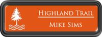 Framed Name Tag: Black Plastic (rounded corners) - Tangerine and White Plastic Insert