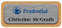 Metal Name Tag: Brushed Silver Metal Name Tag with a Gold Plastic Border
