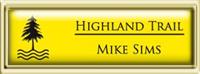 Framed Name Tag: Gold Plastic (squared corners) - Canary Yellow and Black Plastic Insert with Epoxy