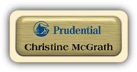 Metal Name Tag: Brushed Gold Metal Name Tag with a Ivory Plastic Border and Epoxy