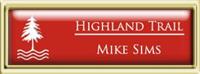 Framed Name Tag: Gold Plastic (squared corners) - Crimson and White Plastic Insert with Epoxy
