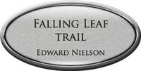 Framed Name Tag: Silver Plastic (Oval) - Smooth Silver and Black Plastic Insert with Epoxy