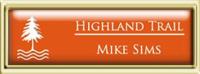 Framed Name Tag: Gold Plastic (squared corners) - Tangerine and White Plastic Insert with Epoxy