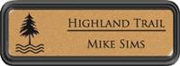 Framed Name Tag: Black Plastic (rounded corners) - Smooth Gold and Black Plastic Insert