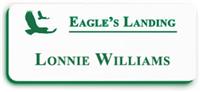 Smooth Plastic Name Tag: White with Pine Green