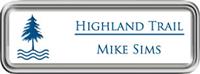 Framed Name Tag: Silver Plastic (rounded corners) - White and Sky Blue Plastic Insert
