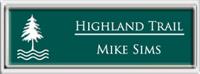 Framed Name Tag: Silver Plastic (squared corners) - Evergreen and White Plastic Insert