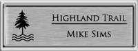 Framed Name Tag: Silver Plastic (squared corners) - Brushed Aluminum and Black Plastic Insert