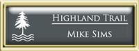 Framed Name Tag: Gold Plastic (squared corners) - Smoke Grey and White Plastic Insert with Epoxy