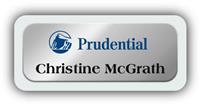 Metal Name Tag: Shiny Silver Metal Name Tag with a Light Grey Plastic Border