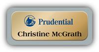 Metal Name Tag: Shiny Gold Metal Name Tag with a Grey Plastic Border