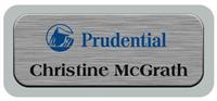 Metal Name Tag: Brushed Silver Metal Name Tag with a Silver Plastic Border