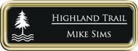 Framed Name Tag: Gold Plastic (rounded corners) - Black and White Plastic Insert