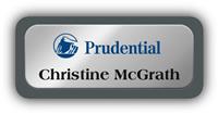 Metal Name Tag: Shiny Silver Metal Name Tag with a Charcoal Grey Plastic Border
