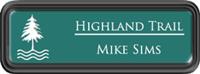 Framed Name Tag: Black Plastic (rounded corners) - Celadon Green and White Plastic Insert