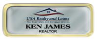 Metal Name Tag: Shiny Silver with Shiny Gold Metal Border