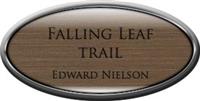 Framed Name Tag: Silver Plastic (Oval) - Deep Bronze and Black Plastic Insert with Epoxy