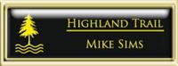 Framed Name Tag: Gold Plastic (squared corners) - Black and Yellow Plastic Insert with Epoxy