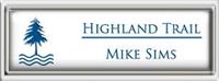 Framed Name Tag: Silver Plastic (squared corners) - White and Sky Blue Plastic Insert with Epoxy