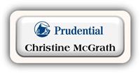 Metal Name Tag: White Metal Name Tag with a Sand Plastic Border and Epoxy