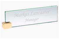 Jade Glass Desk Plate with Brass Stand