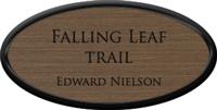 Framed Name Tag: Black Plastic (oval) - Deep Bronze and Black Plastic Insert