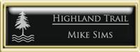 Framed Name Tag: Gold Plastic (squared corners) - Black and Silver Plastic Insert with Epoxy
