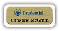 Metal Name Tag: Brushed Gold Metal Name Tag with a Sand Plastic Border