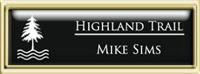 Framed Name Tag: Gold Plastic (squared corners) - Black and White Plastic Insert with Epoxy